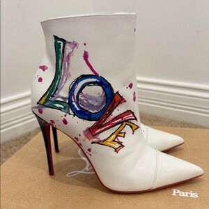 Christian Louboutin LOVE Graffiti Ankle Boots – Size EU 37 / US 7 – Worn Once